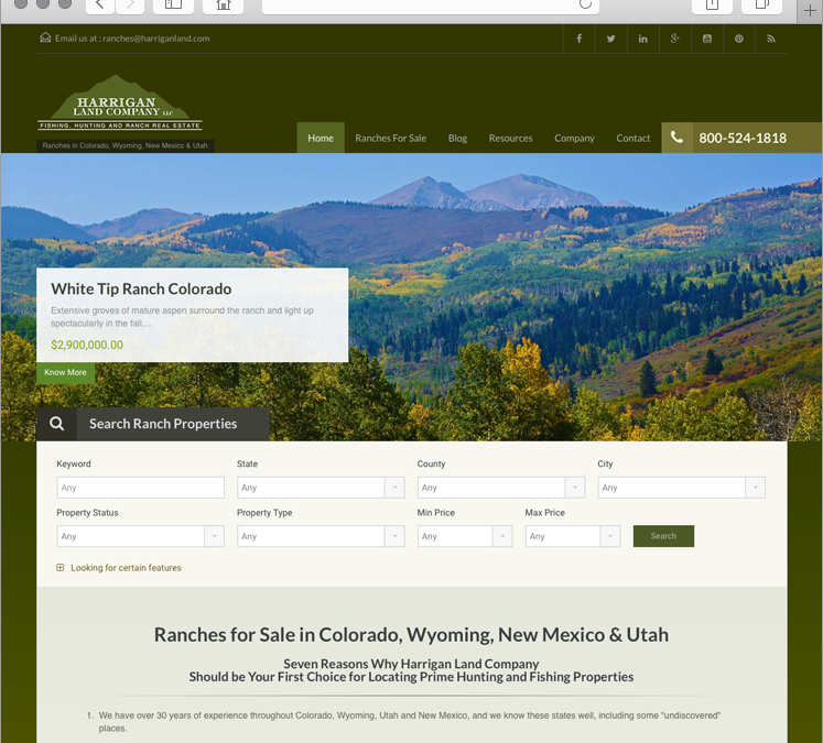 Land Company Capitalizes on Custom Real Estate Web Design