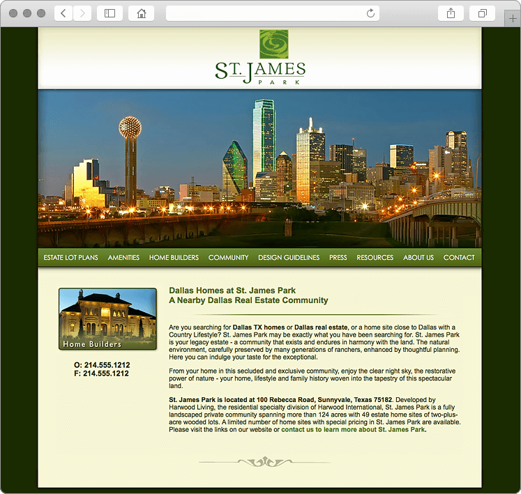 Planned Community Website for Dallas Real Estate Developer Planned Community Website for Dallas Real Estate Developer