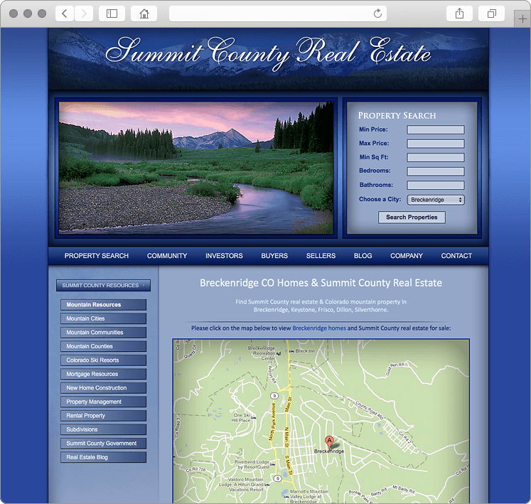 Summit County Colorado Mountain Property Website Design