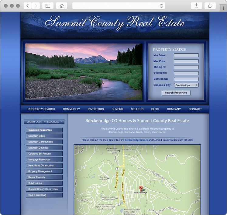Summit County Colorado Mountain Property Website Design Summit County Colorado Mountain Property Website Design