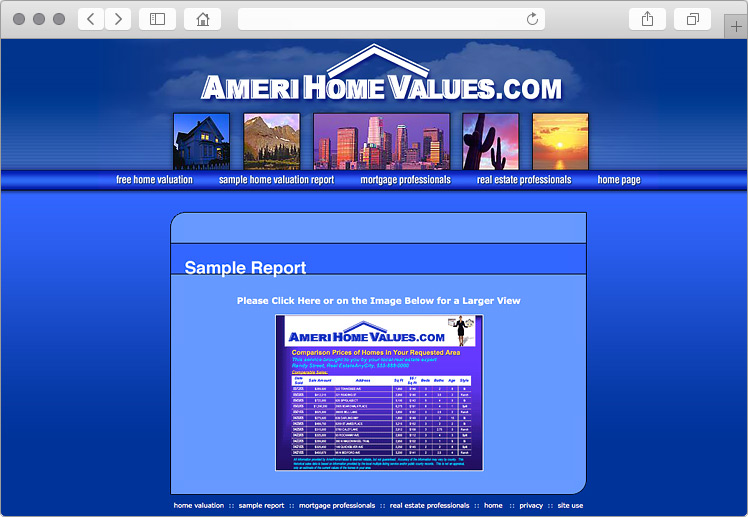 American Home Values Website Design - Sample Property Valuation American Home Values Website Design - Sample Property Valuation