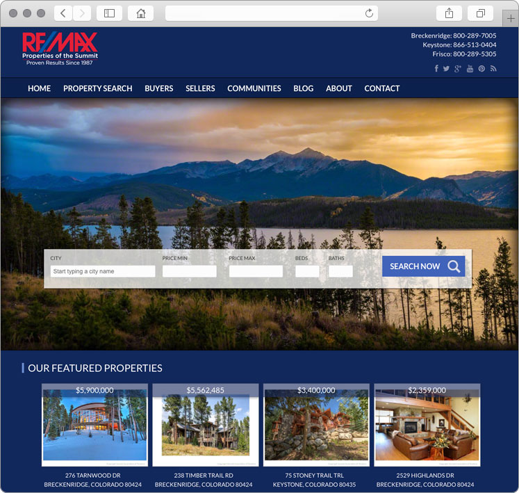 Summit County Colorado Real Estate Company Website Design Summit County Colorado Real Estate Company Website Design