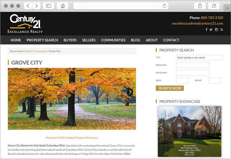 Columbus Ohio Real Estate Website Design - Community Section