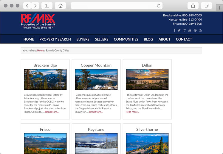Colorado Real Estate Company Website Design - Community Pages