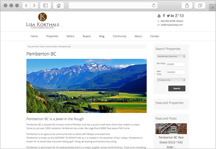 Pemberton & Whistler BC Real Estate Website Communities