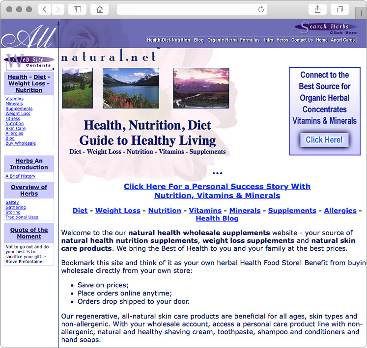 Natural Health Nutrition Website Design