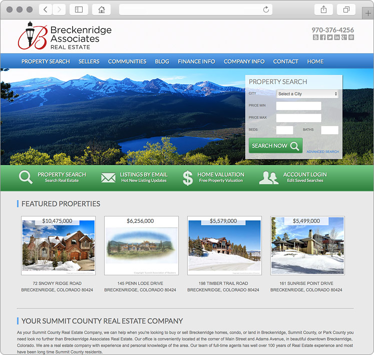 Breckenridge Homes for Sale Website Design