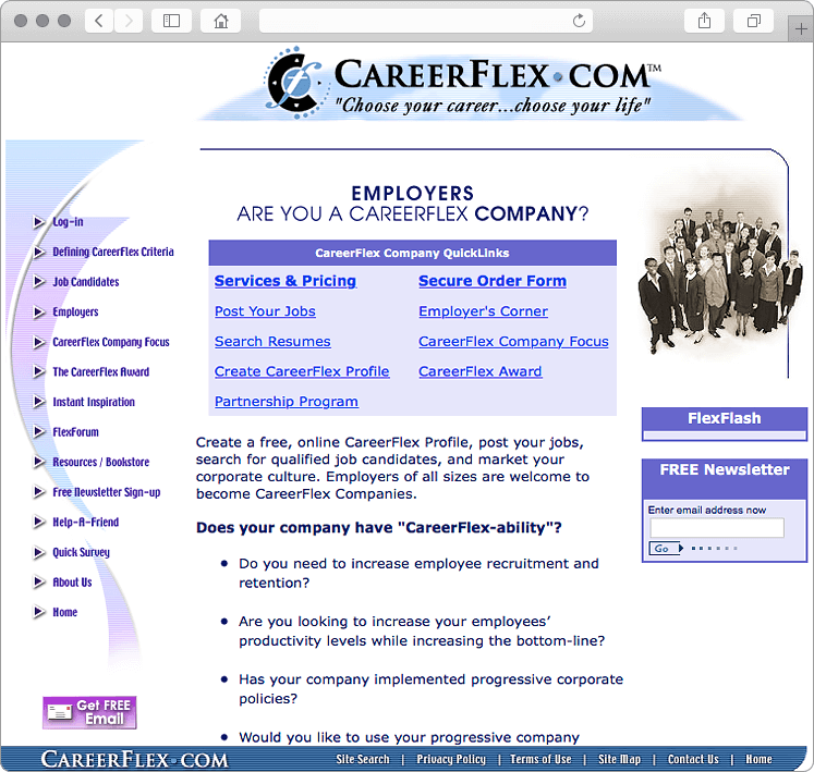 Employer and Job Search Website Company Section
