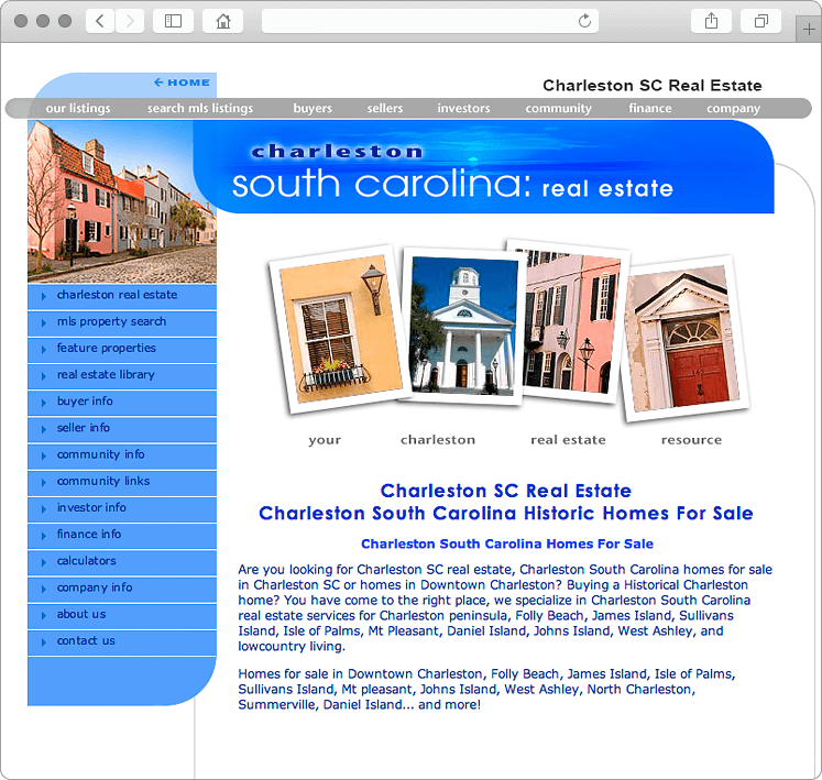 Charleston SC Real Estate Website Design