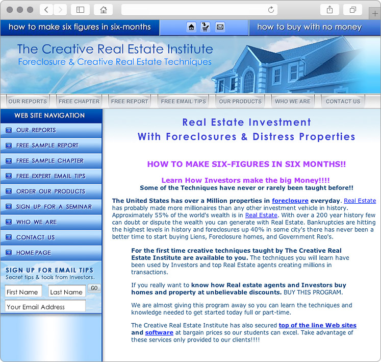 Foreclosure Distress Sales Real Estate Investment Website Design