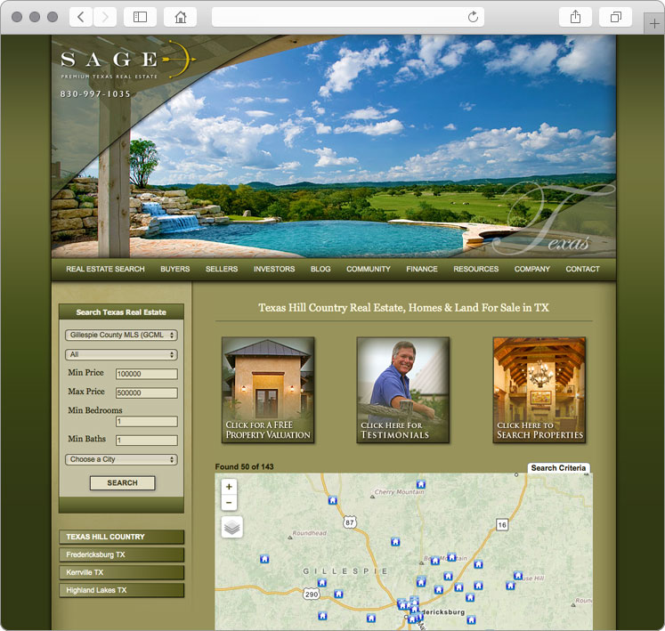 Sage Texas Real Estate Website Design