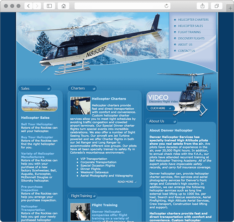 Denver Helicopter Charters Website Design Denver Helicopter Charters Website Design