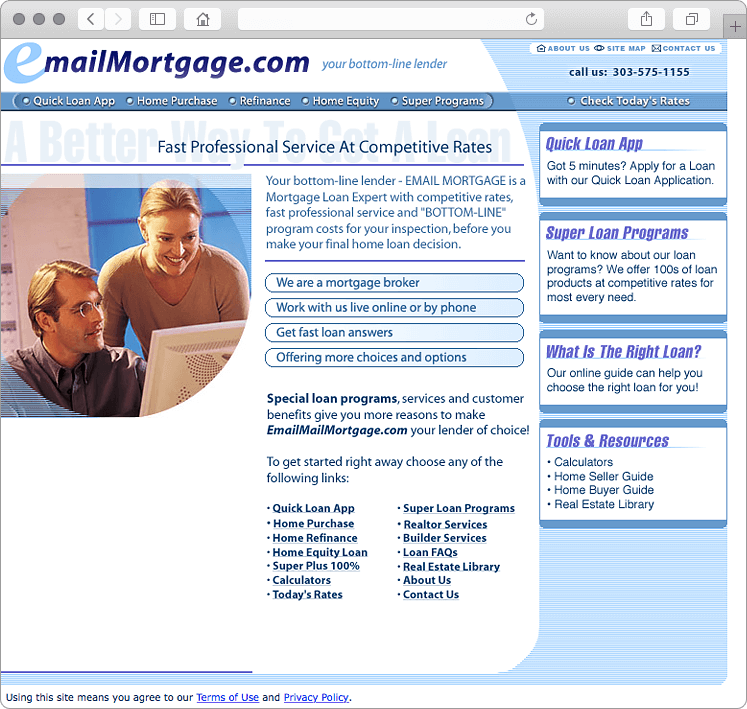 Email Mortgage Lender Website Design