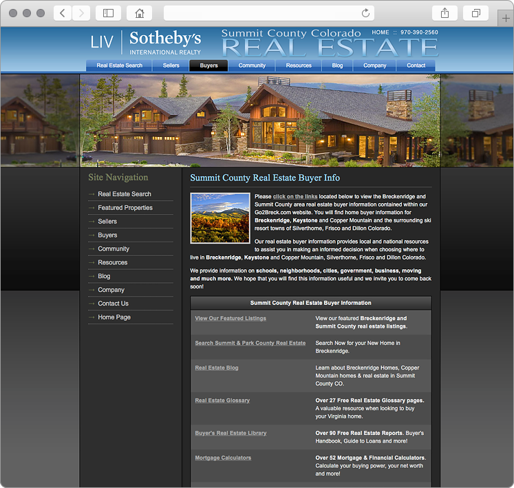 Breckenridge Colorado Sotheby's Real Estate Buyers Section