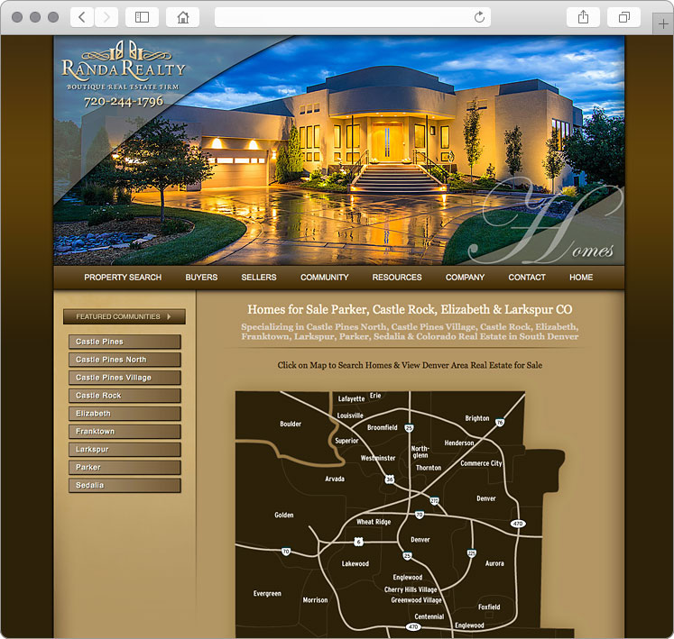Custom Castle Rock Colorado Real Estate Web Design