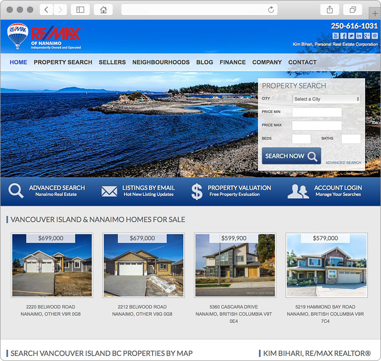 Nanaimo British Columbia Real Estate Website Design
