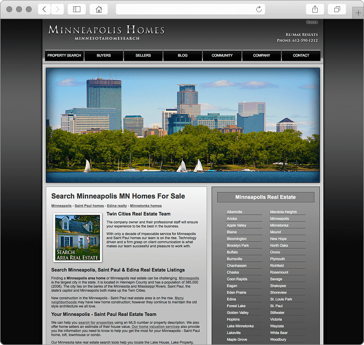 Minneapolis Home Search Real Estate Website Design