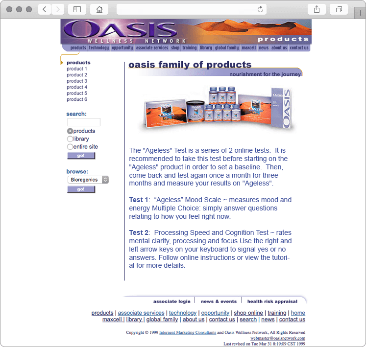 Oasis Wellness Health Products Website Design