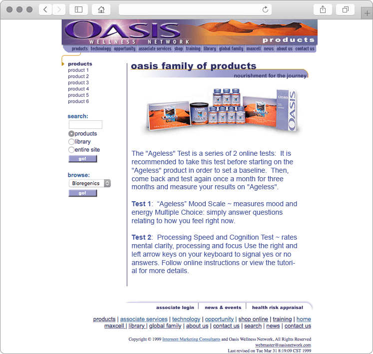 Oasis Wellness Health Products Website Design Oasis Wellness Health Products Website Design