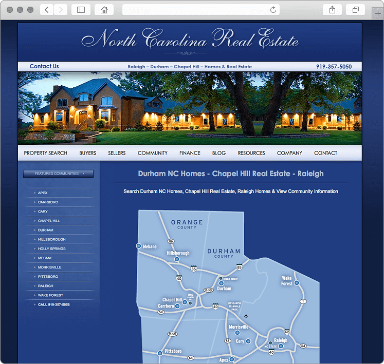 Raleigh Durham NC Real Estate Company Website Design Raleigh Durham NC Real Estate Company Website Design
