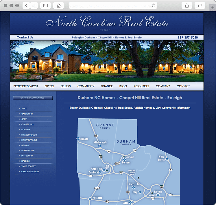 Raleigh Durham NC Real Estate Company Website Design