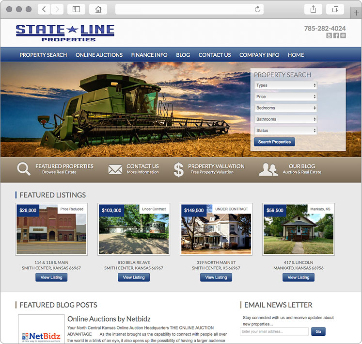 Responsive Kansas Real Estate for Sale and for Auction Website Design