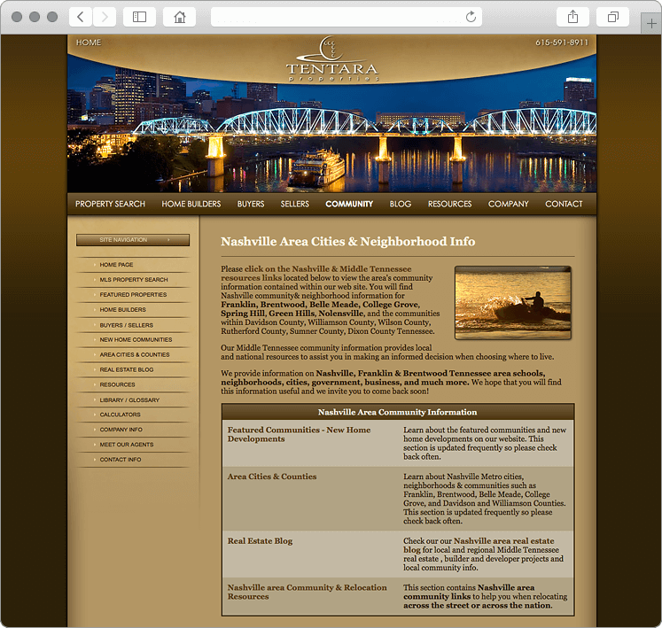 Tennessee Real Estate Company Website Community Section