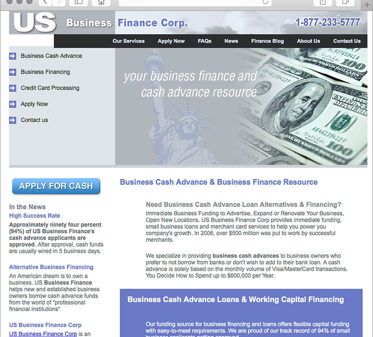 Cash Advance Business Finance Web Design