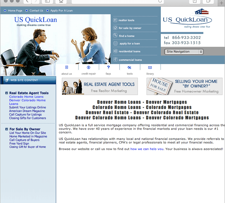 US Quick Loan Mortgage Company Website Design