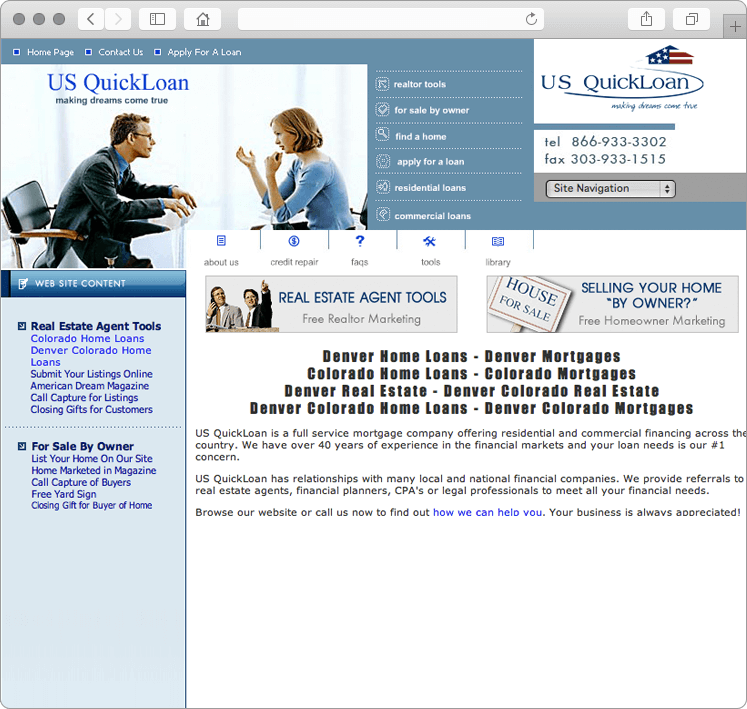 US Quick Loan Mortgage Company Website Design