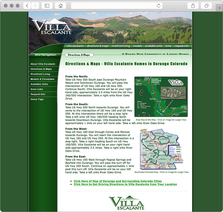 Colorado New Home Development Website Custom Maps Page