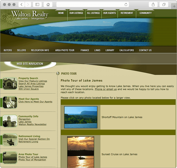 North Carolina Real Estate Company Web Design - Custom Photo Tour North Carolina Real Estate Company Web Design - Photo Tour