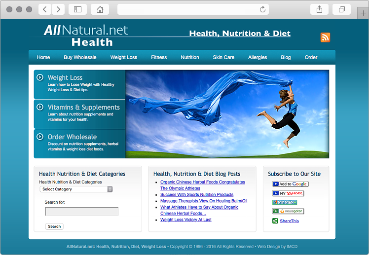 Natural Health Nutrition Blog Website Design