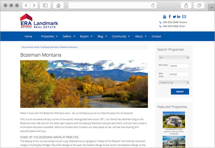 Bozeman MT Real Estate Website Communities