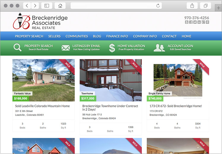 Breckenridge Homes for Sale Website - Sold Listings Feature