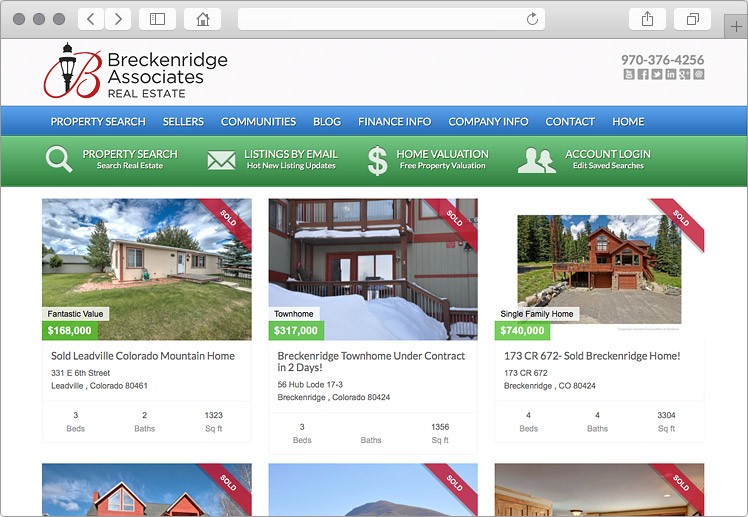 Breckenridge Homes for Sale Website - Sold Listings Feature Breckenridge Homes for Sale Website - Sold Listings Feature