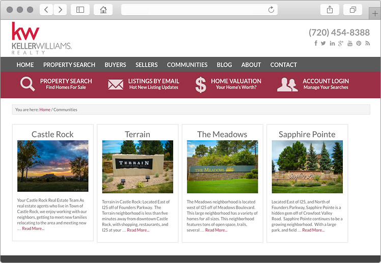 Castle Rock Colorado Real Estate Website Design - Community Section