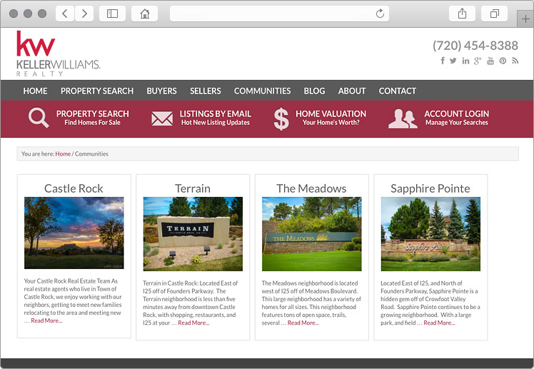 Castle Rock Colorado Real Estate Website Design - Community Section Castle Rock Colorado Real Estate Website Design - Community Section