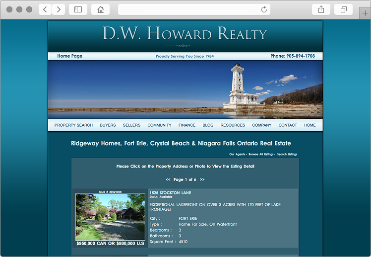 Ridgeway Ontario Real Estate Website Featured Listing Tool