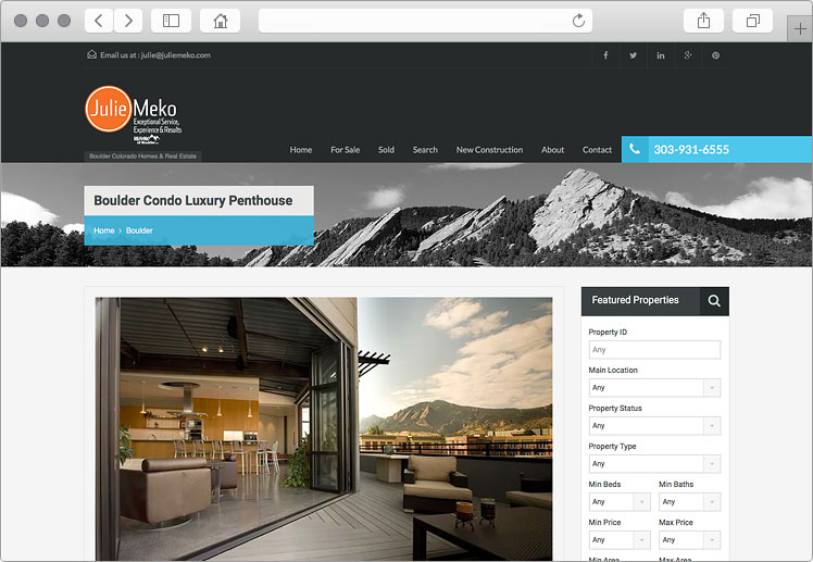 Boulder CO Real Estate Web Design - Featured Listings