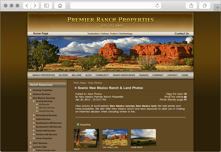 New Mexico Ranches Web Design - Ranch Resources CMS Tool