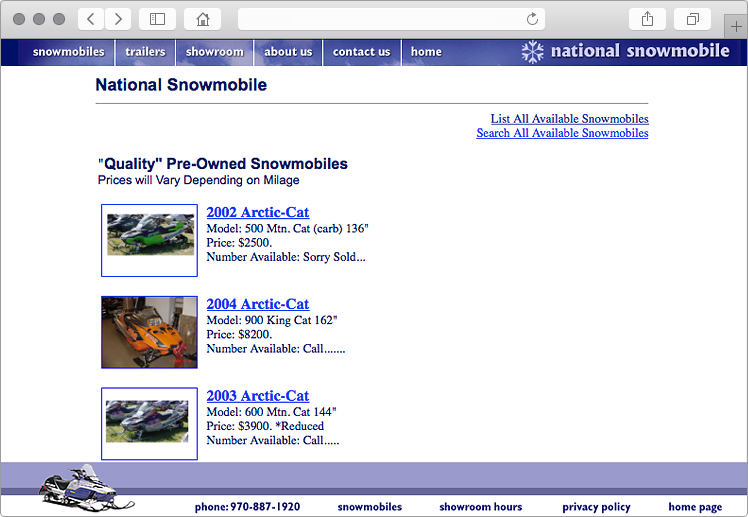 Snowmobiles for Sale Website Inventory Tool Snowmobiles for Sale Website Inventory Tool