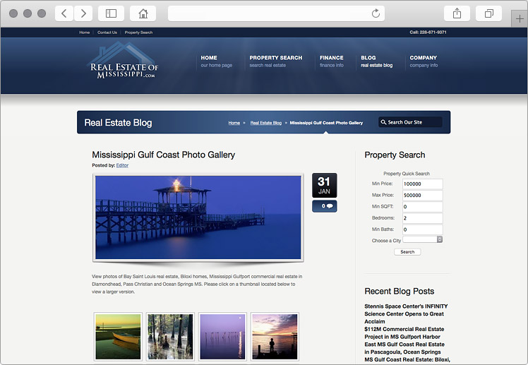 Mississippi Real Estate Website Design - Custom Photo Galleries