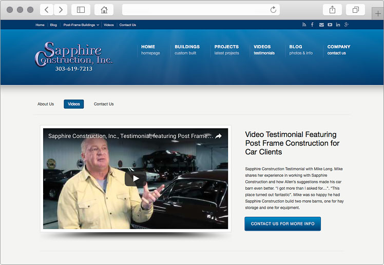 Post Frame Builder Responsive Website Design - Video Testimonials