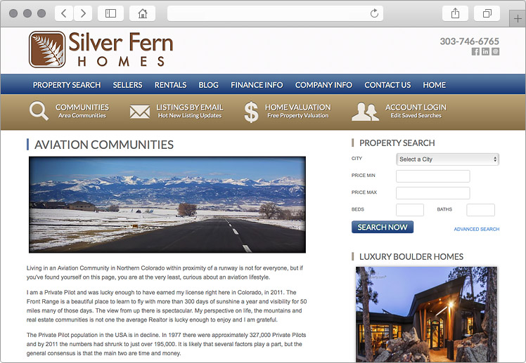 Boulder Colorado Real Estate Website with Local Communities