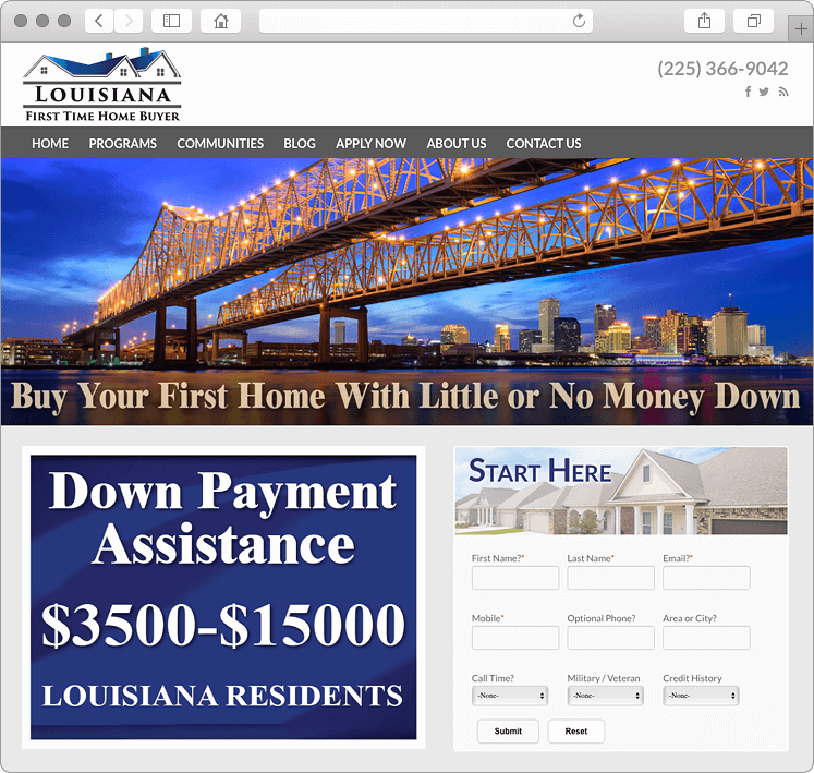 Louisiana First Time Home Buyer Website Design Louisiana First Time Home Buyer Website Design