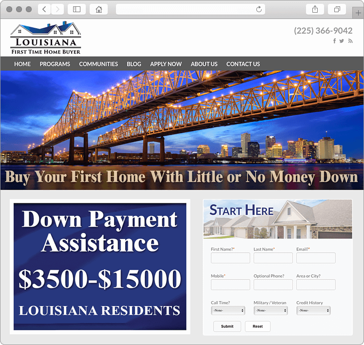 Louisiana First Time Home Buyer Website Design