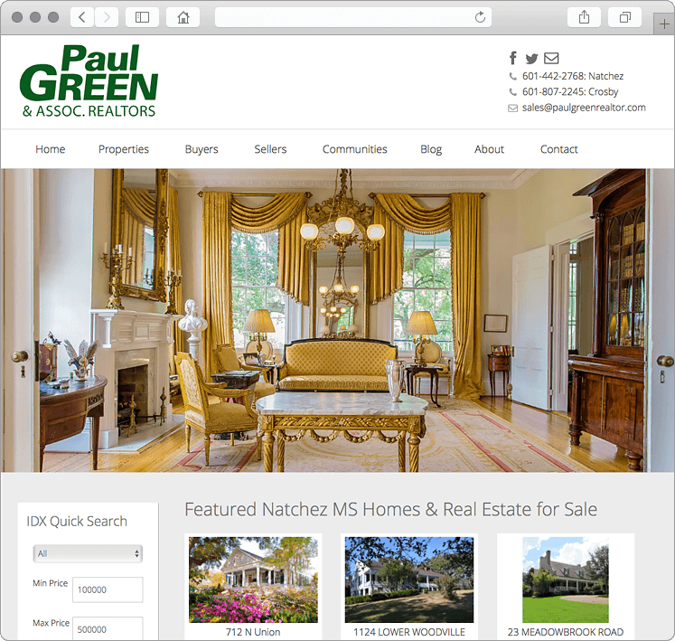 Natchez Mississippi Real Estate Company Website Design