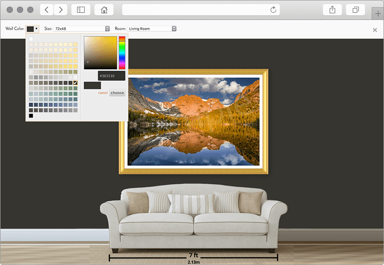 Colorado Photography Website Shopping Cart with Wall Previews