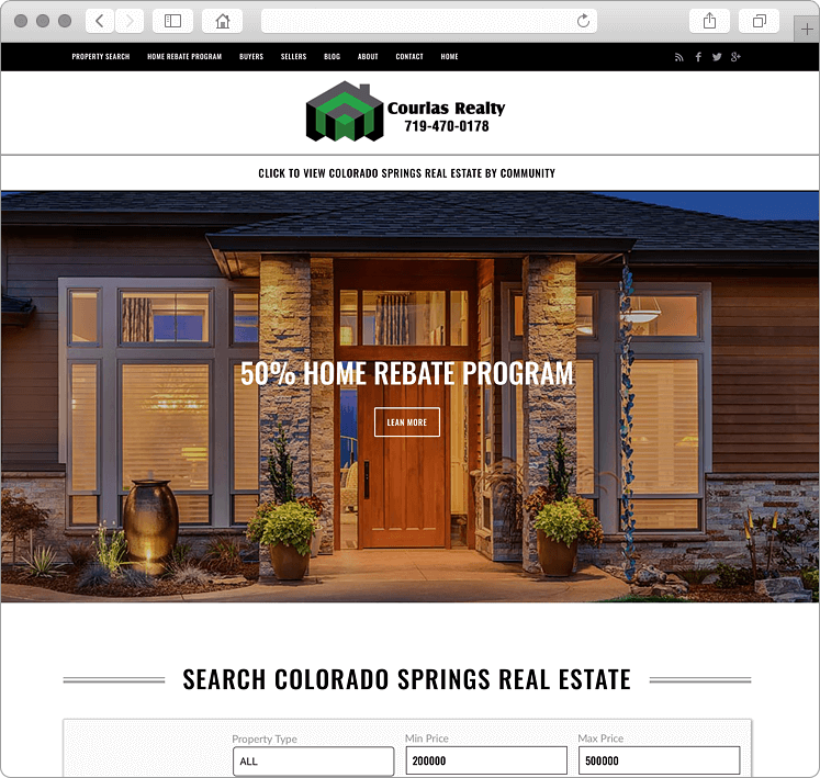 Custom Mobile Responsive Colorado Springs Real Estate Website Design